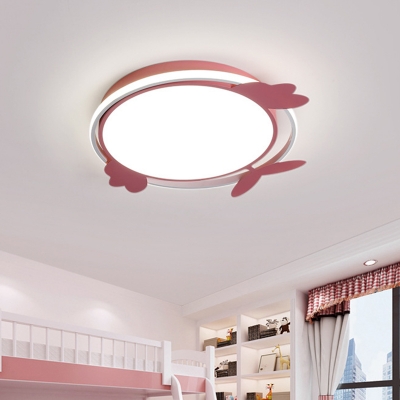 LED Living Room Ceiling Mount Contemporary Pink/Blue Flushmount with Bird Acrylic Shade