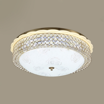 LED Round Flush Light Fixture Modern Gold Crystal Bead Flushmount Lamp for Corridor, 16