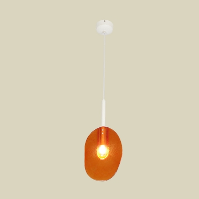 Lollipop Shape Coffee House Hanging Light Kit Orange Glass 1-Light Minimalist Pendant Lamp