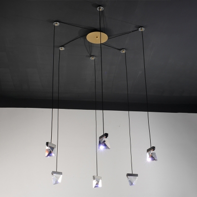 Minimalist Gem Multi Pendant Light 3/6 Head Faceted Crystal LED Suspension Lamp in Brass