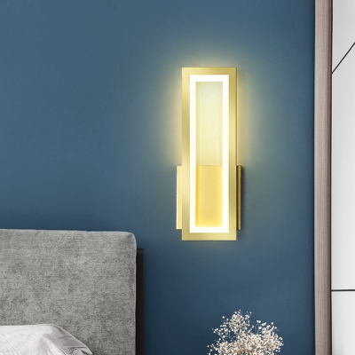 Rectangle Frame Wall Sconce Simple Metallic White/Black/Gold LED Wall Mounted Light in White/Warm Light