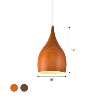 Red Brown/Coffee 1 Bulb Hanging Light Nordic Aluminum Teardrop Shape Pendant Lighting Fixture