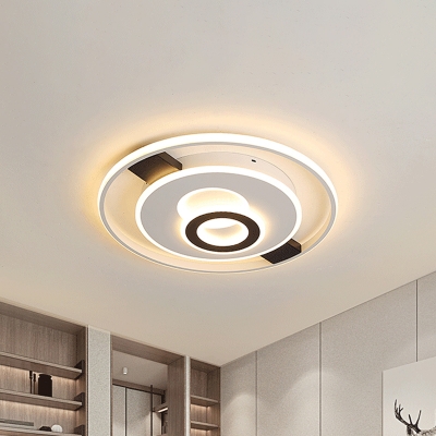 Round Flush Ceiling Light Minimalist Acrylic White and Black LED Flush Lamp in Warm/White Light, 16