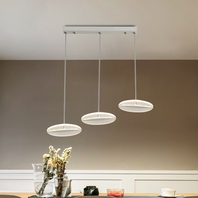 Simple Disk Multiple Hanging Light Acrylic 3-Light Dining Room LED Pendulum Lamp in White/Black/Gold