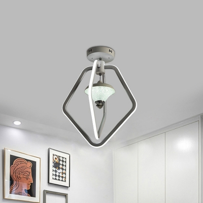 Simplicity Pentagon Frame Semi Flush Acrylic Hallway LED Ceiling Mounted Fixture in White