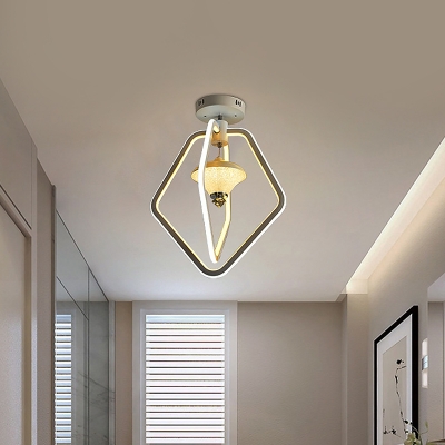 Simplicity Pentagon Frame Semi Flush Acrylic Hallway LED Ceiling Mounted Fixture in White