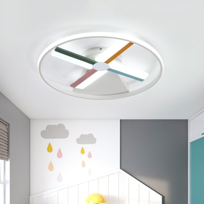 Windmill Ceiling Mount Light Fixture Modernist Acrylic White LED Flush Mount with Ring for Bedroom in Warm/White Light