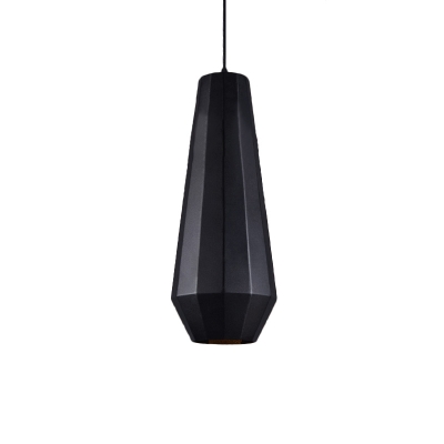 1-Bulb Metallic Drop Pendant Light Vintage Black Finish Diamond Bar Suspension Lamp