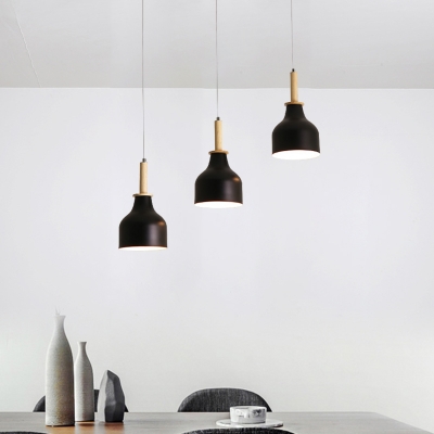 3 Bulbs Dining Room Cluster Pendant Lamp Modern Nordic White/Black Finish Ceiling Light with Urn Iron Shade
