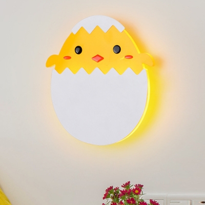 Acrylic Eggette/Dinosaur Sconce Cartoon LED Wall Mount Light Fixture in Green/Yellow, White/Warm Light