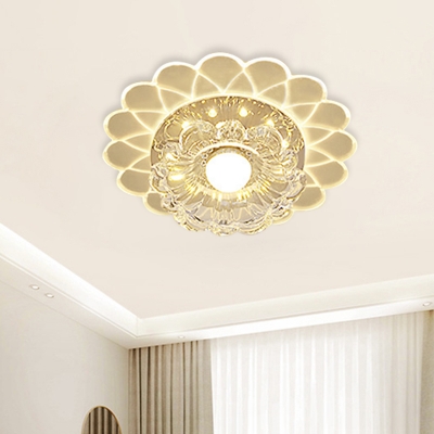 Acrylic Floral Flush Mount Lighting Modern LED Foyer Ceiling Flush with Clear Crystal Shade