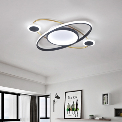 Acrylic Planet Flush Light Fixture Modernist LED White Finish Flush Mount Lamp for Bedroom in Warm/White Light