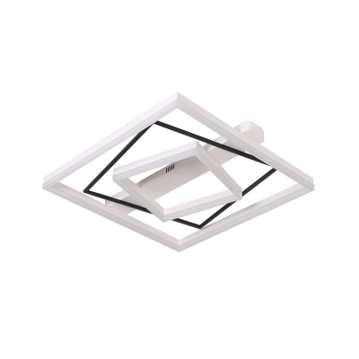Acrylic Square Frame Flushmount Modern LED Flush Ceiling Light Fixture in Black/Grey/White for Bedroom