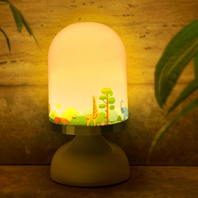 Bell Night Table Light Kids Plastic LED White Night Lamp with Fish/City/Animals Pattern for Child Bedroom