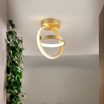 Black/Gold Orbital Flush Mount Light Simple Acrylic LED Close to Ceiling Lamp in Warm/White Light for Corridor