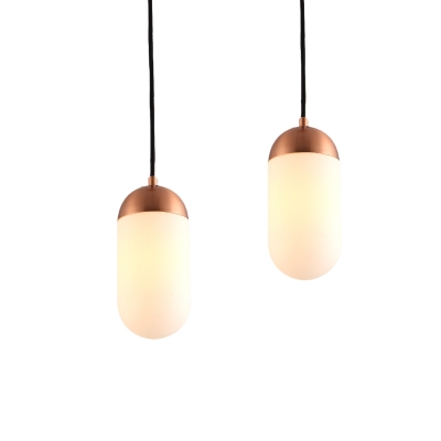 Capsule Multi Light Pendant Post Modern White Glass 2 Lights Copper Hanging Lamp Kit