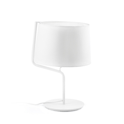 Classic Twisty Nightstand Light 1 Head Iron Table Lamp with Tapered Drum Shade in White