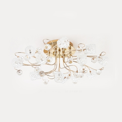 Faceted Crystal Gold Pendant Light Sputnik 13-Head Modern Chandelier Lighting Fixture