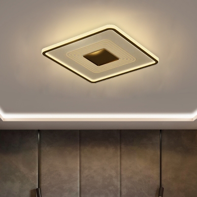 Gold Square/Rectangle Flush Lamp Modern LED Acrylic Flush Mount Lighting in White/Warm Light, 16