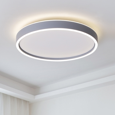 Grey Circular LED Flushmount Lighting Contemporary Acrylic Flush Mount Ceiling Fixture in Warm/White Light, 16