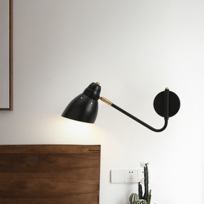 Iron Black Wall Lighting Ideas Angled Shade 1 Head Industrial Sconce Light with Adjustable Joint