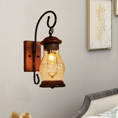 Lantern Bedroom Wall Lighting Ideas Industrial Frosted Glass 1-Light Copper Sconce Light Fixture with Swirl Arm