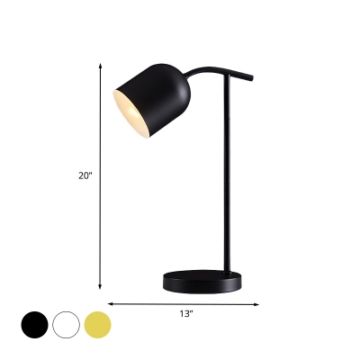 Macaron Bell Shade Table Lighting Metallic LED Bedside Reading Lamp in White/Black/Yellow with Round Base