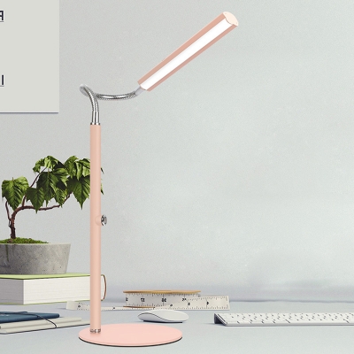 Metal Slim Tube Rotatable Desk Light Macaron LED Reading Lamp in White/Pink/Yellow for Living Room