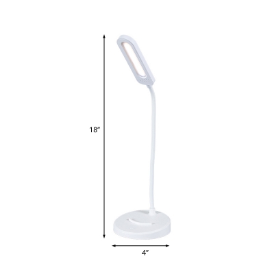 Plastic Oval Rotatable Desk Light Minimalist LED White Reading Book Lamp for Study Room