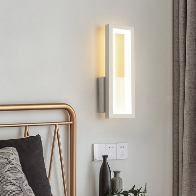 Rectangle Frame Wall Sconce Simple Metallic White/Black/Gold LED Wall Mounted Light in White/Warm Light