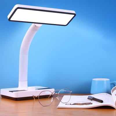 Rectangle Rotatable Desk Light Modern Plastic LED Study-Room Reading Book Lamp in White and Black