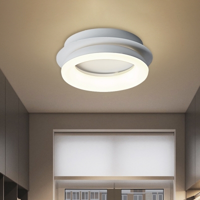 Round/Square Ceiling Flush Mount Contemporary Metal White LED Flush Light Fixture for Living Room in Warm/Natural Light