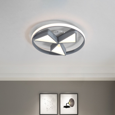 White/Grey Rind and Triangle Flushmount Modernism LED Acrylic Ceiling Flush Mount in White/Warm Light