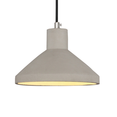 1 Light Hanging Ceiling Light Vintage Coffee Shop Pendant Lamp Kit with Flared Cement Shade in Grey