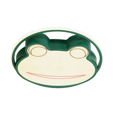 Acrylic Frog Shape Ceiling Flush Cartoon LED Green Flushmount Lighting in Warm/White Light