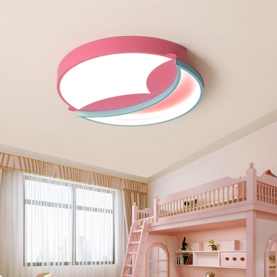 Bedroom LED Flushmount Lighting Contemporary Pink/Blue Ceiling Mounted Fixture with Crescent Acrylic Shade