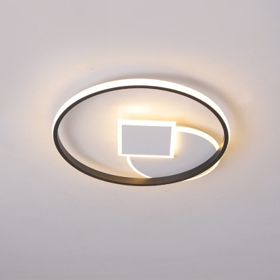 Black and White Ring LED Ceiling Lamp Modernist 16.5