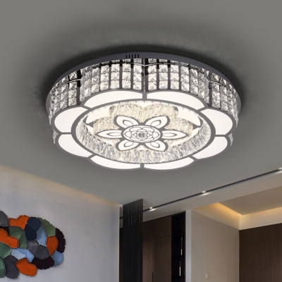 Bloom K9 Crystal Flush Mount Minimalist LED Living Room Flushmount Lighting in Chrome, 23.5
