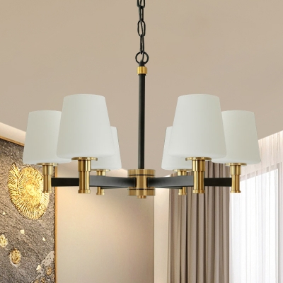 Fabric White/Beige Pendant Chandelier Barrel 6 Lights Countryside Radial Ceiling Hang Fixture