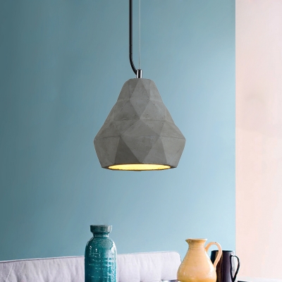 Grey 1 Head Ceiling Pendant Light Vintage Cement Geometric Mini Hanging Lamp, 7