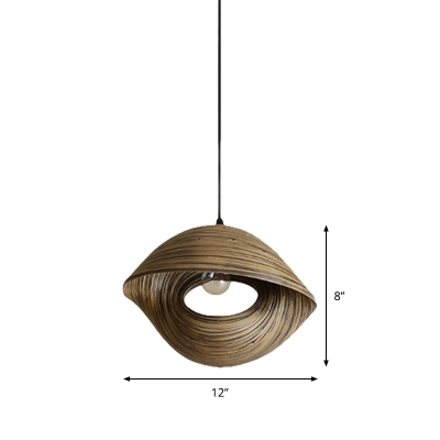 Hand-Worked Twisty Pendant Lamp Asian Creative 1 Light Restaurant Hanging Light in Brown