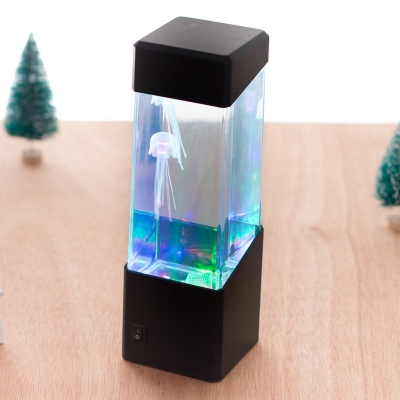 Jellyfish /Volcano/Jelly Nightstand Light Kids Acrylic LED Black Night Table Lamp with Battery Design