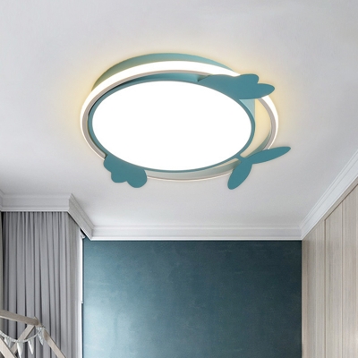 LED Living Room Ceiling Mount Contemporary Pink/Blue Flushmount with Bird Acrylic Shade