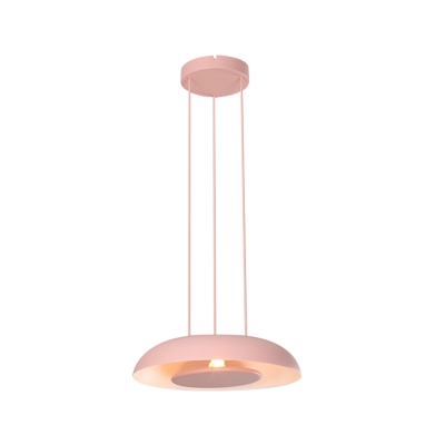 Macron Single Pendant Lighting Pink/Yellow/Blue Shallow Bowl Hanging Light Kit over Dining Table