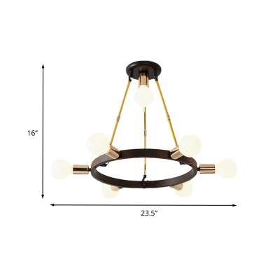 Modern Ring Hanging Chandelier Metal 7/9-Bulb Living Room Ceiling Pendant Light in Black and Gold