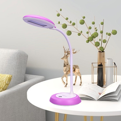Plastic Oblong Reading Book Lamp Modern LED Task Light in Purple/Rose Gold with Adjustable Arm