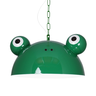Red/Yellow/Blue Frog Shaped Ceiling Light Macaron 1-Head Metallic Suspended Pendant Lamp for Kids Room