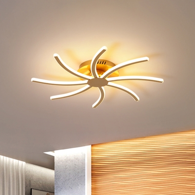Simple Windmill Acrylic Flush Mount LED Surface Ceiling Lamp in Gold, Warm/White Light