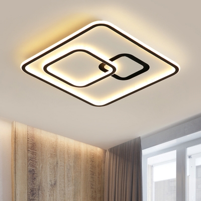 Squared Acrylic Ceiling Mounted Light Modernist LED Black Flush Lamp Fixture, 16