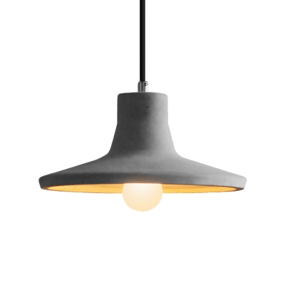 Vintage Bowl/Dome/Trapezoid Pendant 1 Light Cement Hanging Ceiling Light in Grey for Coffee House